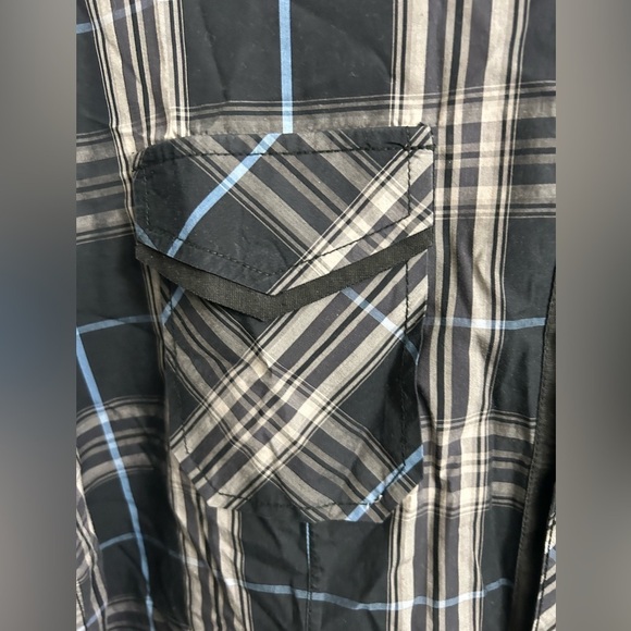 7 Diamonds Shirt Western Black Plaid Long Sleeve Pearl Snap Button Down Size XL - Picture 2 of 8